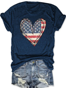 T-shirt coeur drapeau américain