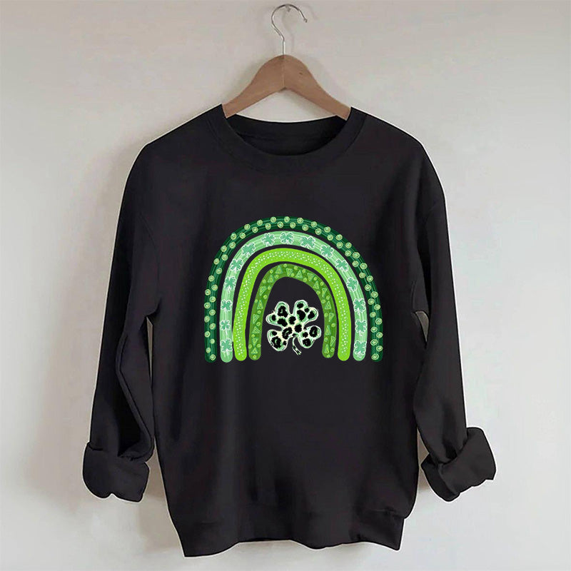 Kleeblatt-Leopard-Regenbogen-Sweatshirt