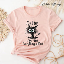 It's Fine I'm Fine Everything Is Fine Cute Black Cat T-shirt