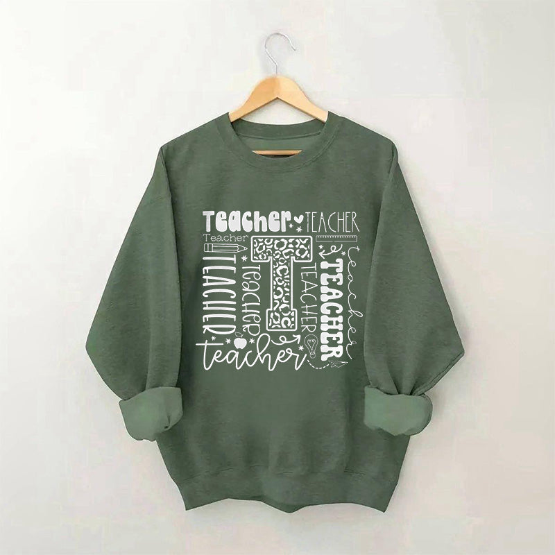 Lehrer-Sweatshirt mit Buchstaben-Print
