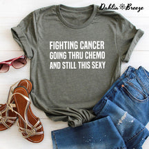T-shirt imprimé lettre Fighting Cancer