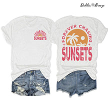 T-shirt à col rond avec lettre positive Forever Chasing Sunsets