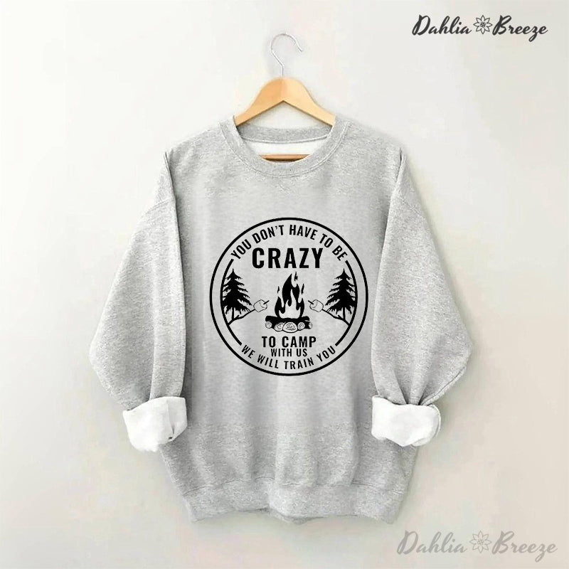 Sweat-shirt drôle à col rond Crazy Camping