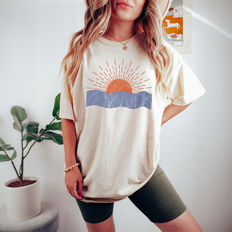 T-shirt plage coucher de soleil