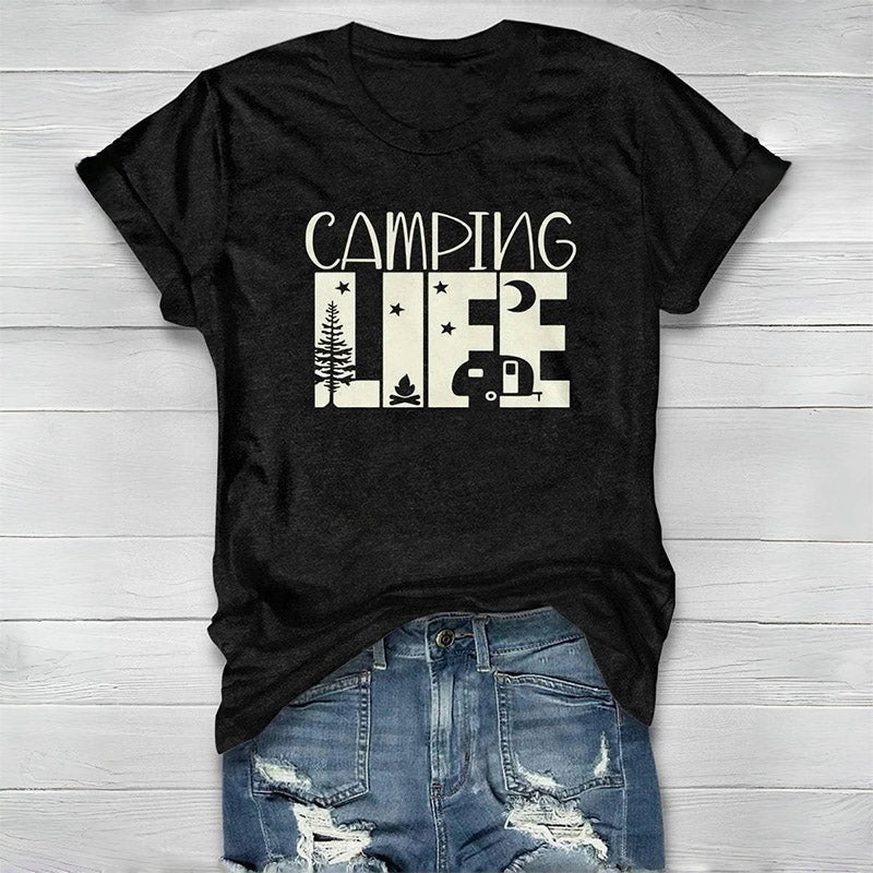 T-shirt ras du cou imprimé Camping Life