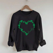 Sweat-shirt Heart Shamrock St Patrick's Day
