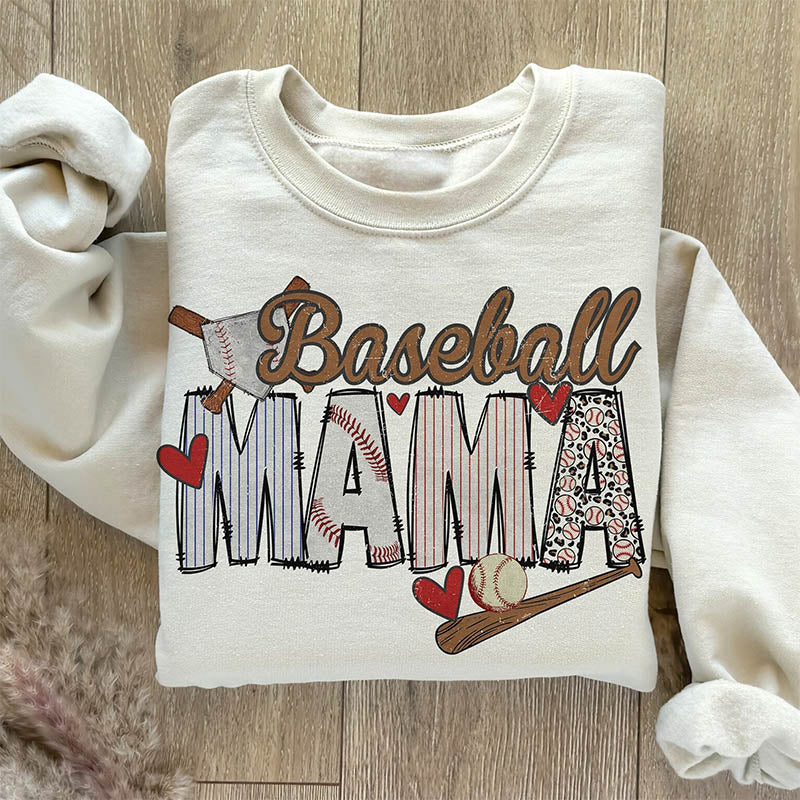 Sweat-shirt rétro imprimé maman baseball