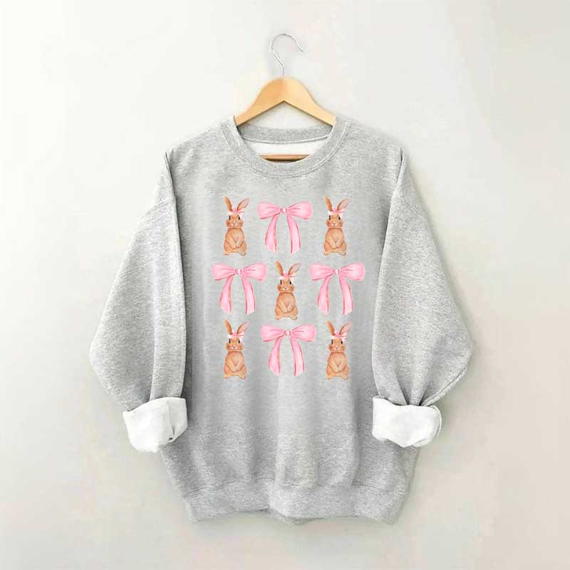 Sweat-shirt Joyeuses Pâques avec nœud en forme de lapin