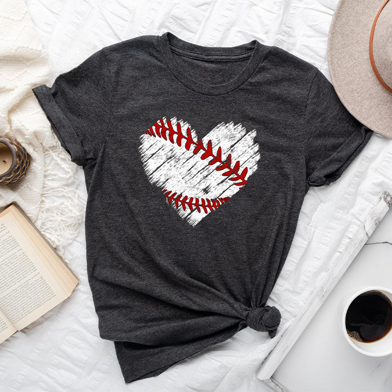 T-shirt coeur de détresse de baseball