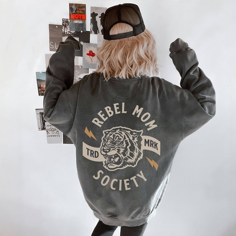 Sweat-shirt vintage à col rond Rebel Mom