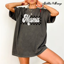 T-shirt rétro à carreaux Mama Letter Print