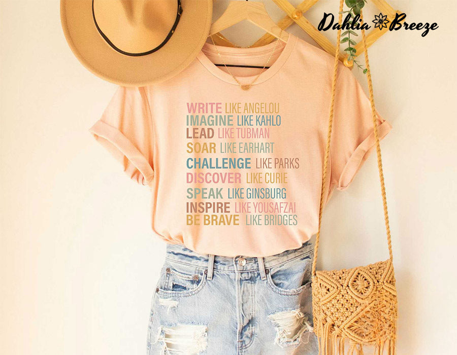 T-shirt imprimé lettre femme forte