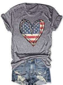 T-shirt coeur drapeau américain