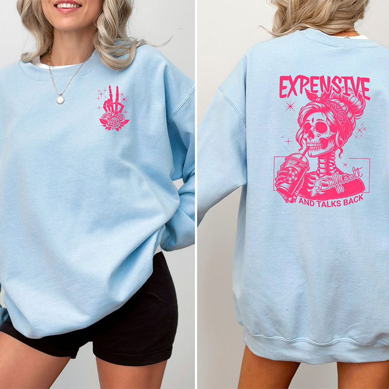 Sweat-shirt cher, difficile et parle en retour