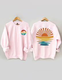 Sweat-shirt ondulé rétro Sunset Rays