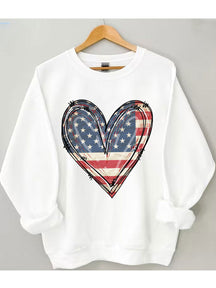 Sweat-shirt coeur drapeau américain