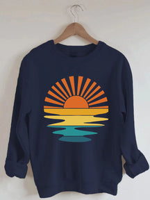 Sweat-shirt ondulé rétro Sunset Rays