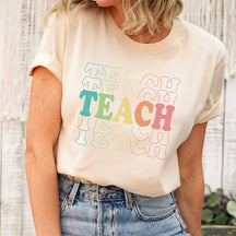 T-shirt rétro à imprimé lettre Teach