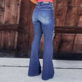 Jean évasé effet vieilli taille moyenne