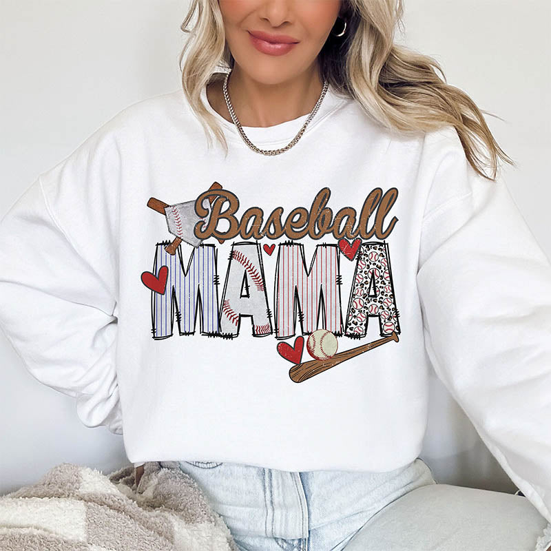 Sweat-shirt rétro imprimé maman baseball