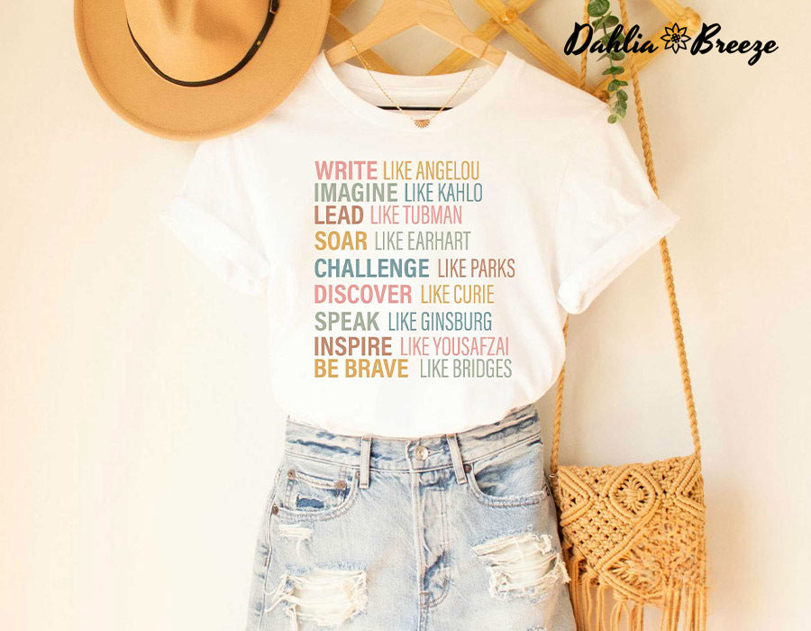 T-shirt imprimé lettre femme forte