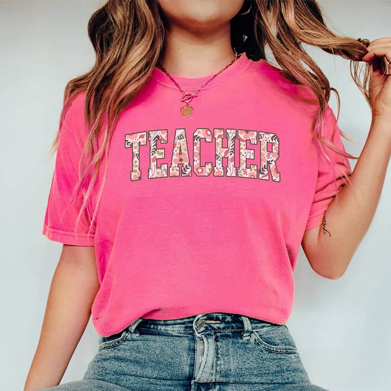 T-shirt professeur fleuri