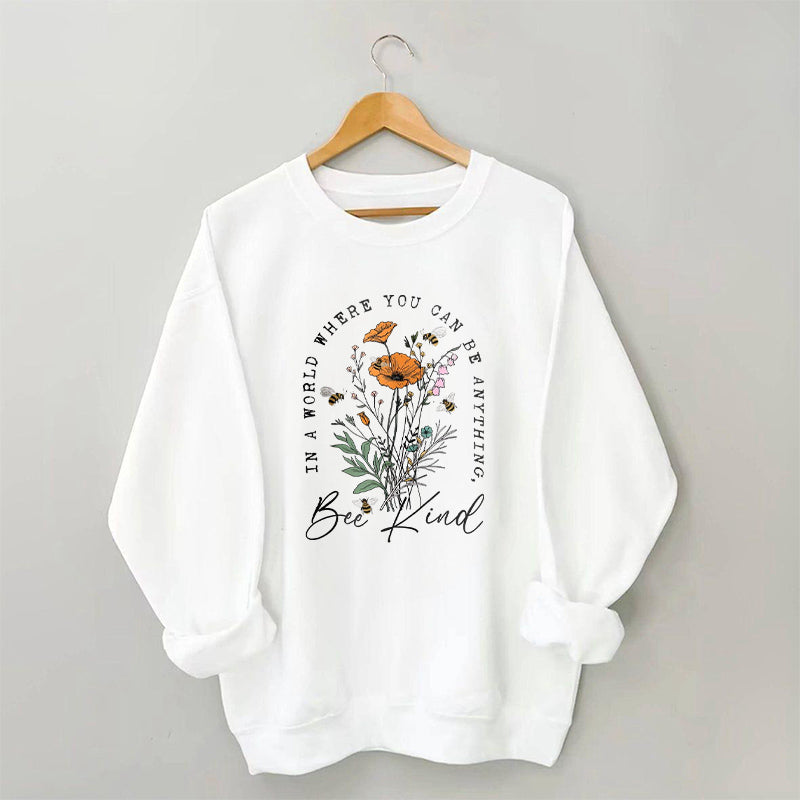 Bee Kind Sweatshirt mit Blumendruck