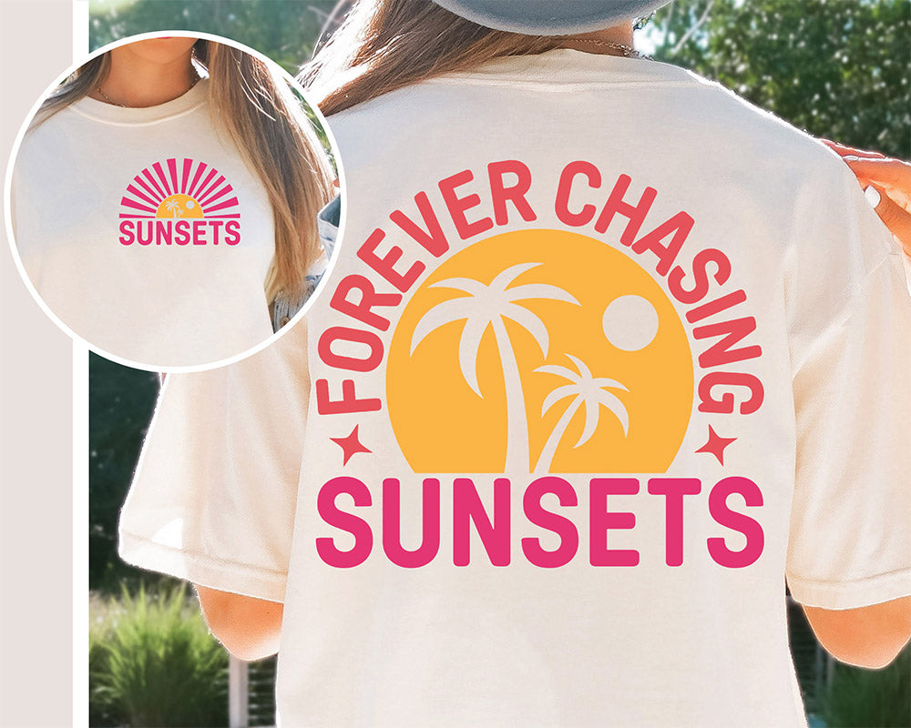 Forever Chasing Sunsets Retro Beach T-shirt