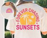 Forever Chasing Sunsets Retro Beach T-shirt