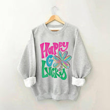 Kleeblatt-Sweatshirt „Happy Go Lucky“.