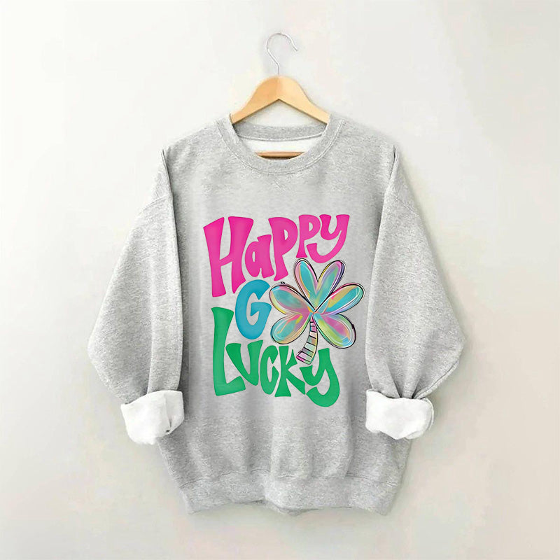 Kleeblatt-Sweatshirt „Happy Go Lucky“.