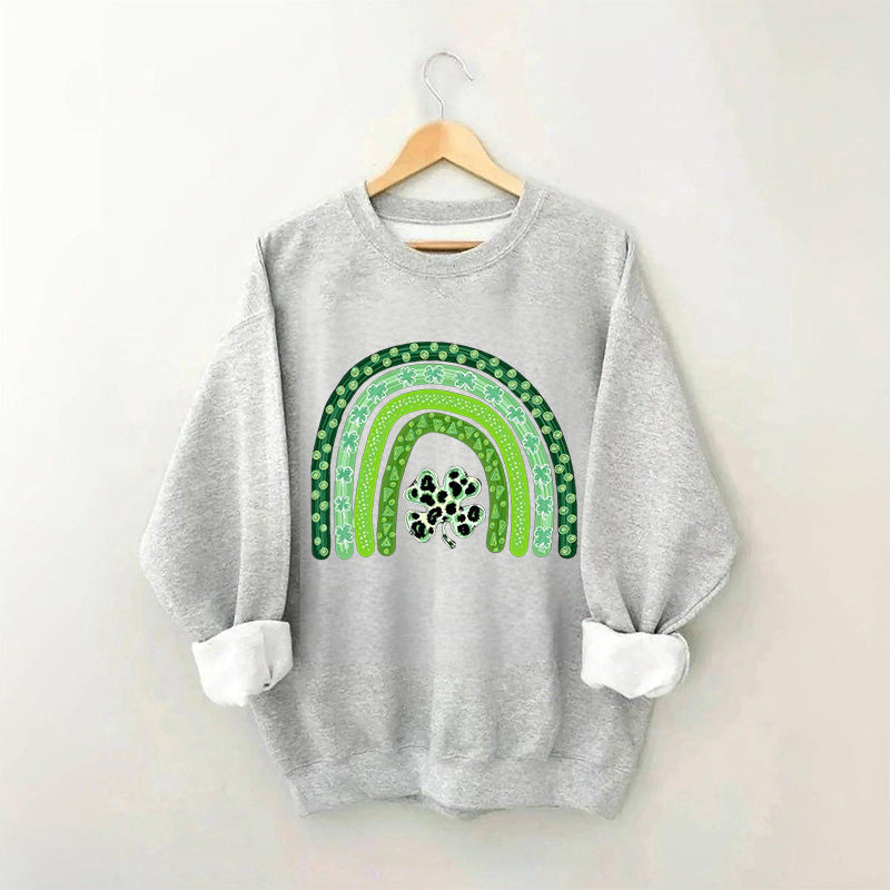 Kleeblatt-Leopard-Regenbogen-Sweatshirt