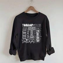 Lehrer-Sweatshirt mit Buchstaben-Print