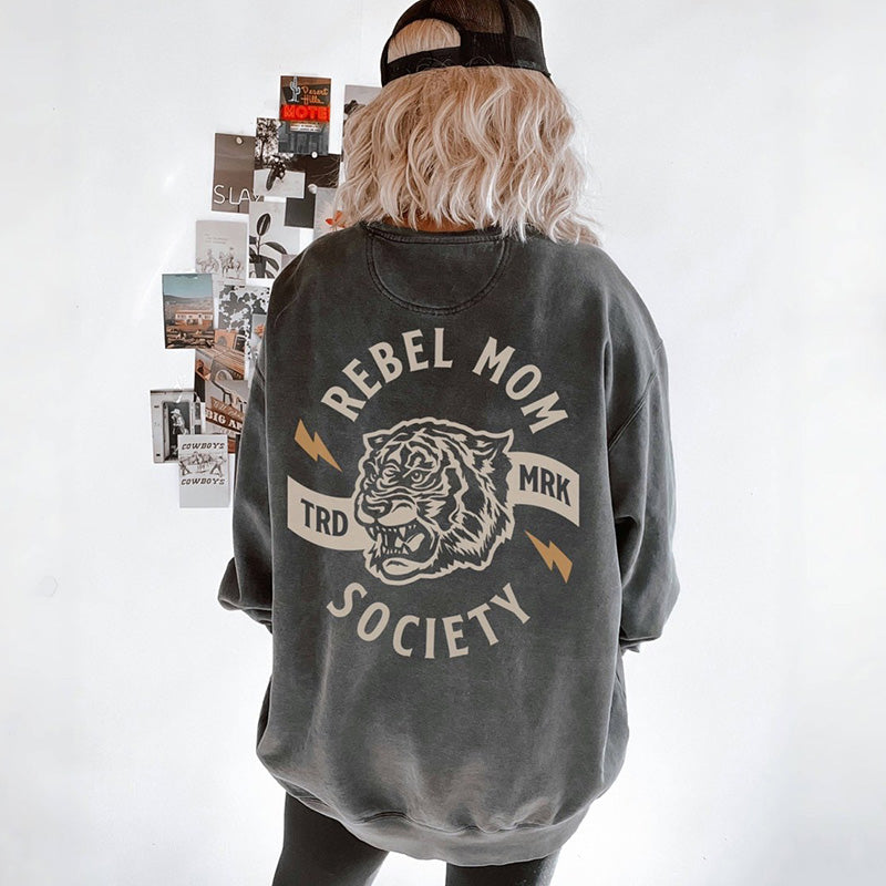 Sweat-shirt vintage à col rond Rebel Mom