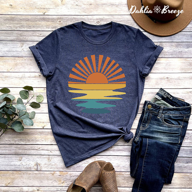 T-shirt ondulé rétro Sunset Rays