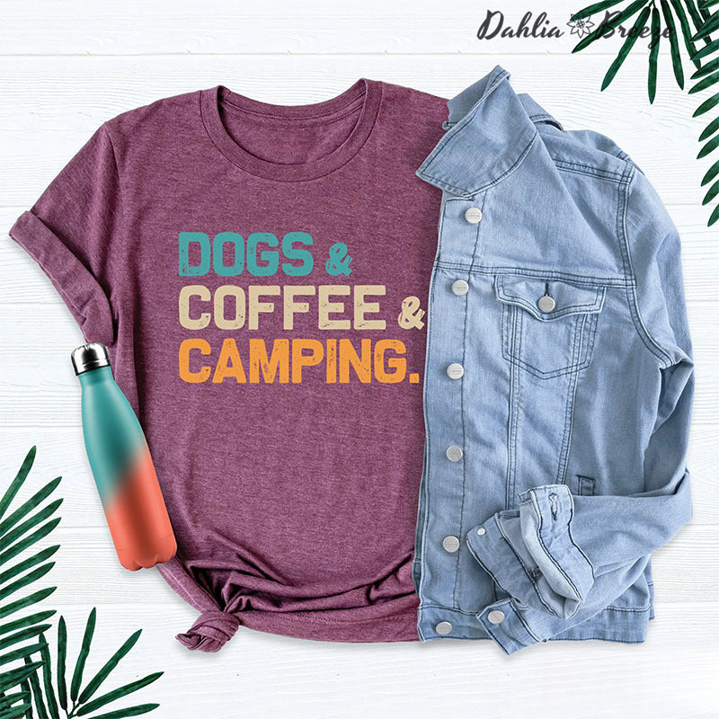 T-shirt de camping pour chiens et café