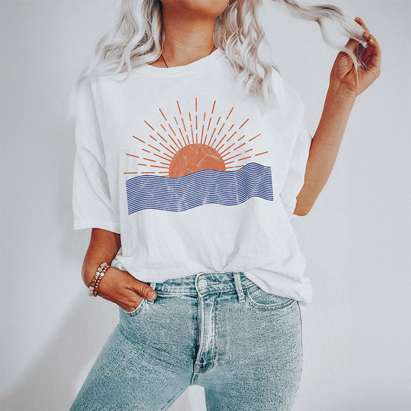 T-shirt plage coucher de soleil
