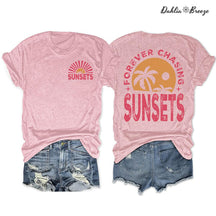 T-shirt à col rond avec lettre positive Forever Chasing Sunsets