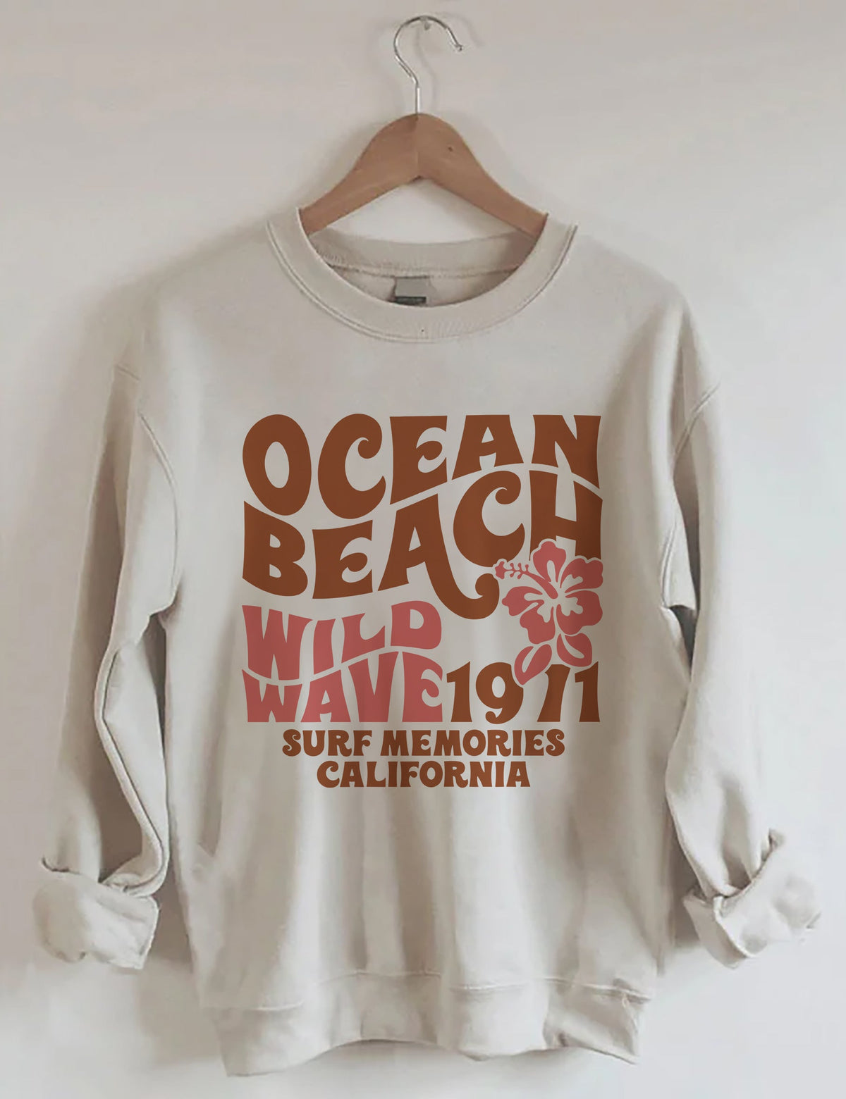 Ocean Beach Wild Wave 1971 Surf Memories Californie Sweatshirt