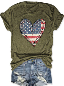 T-shirt coeur drapeau américain