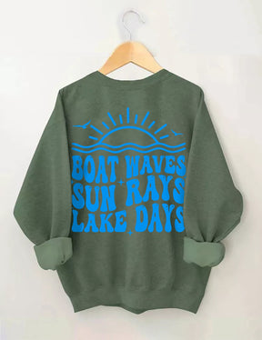 Boat Waves Sun Rays Lake Days Sweatshirt