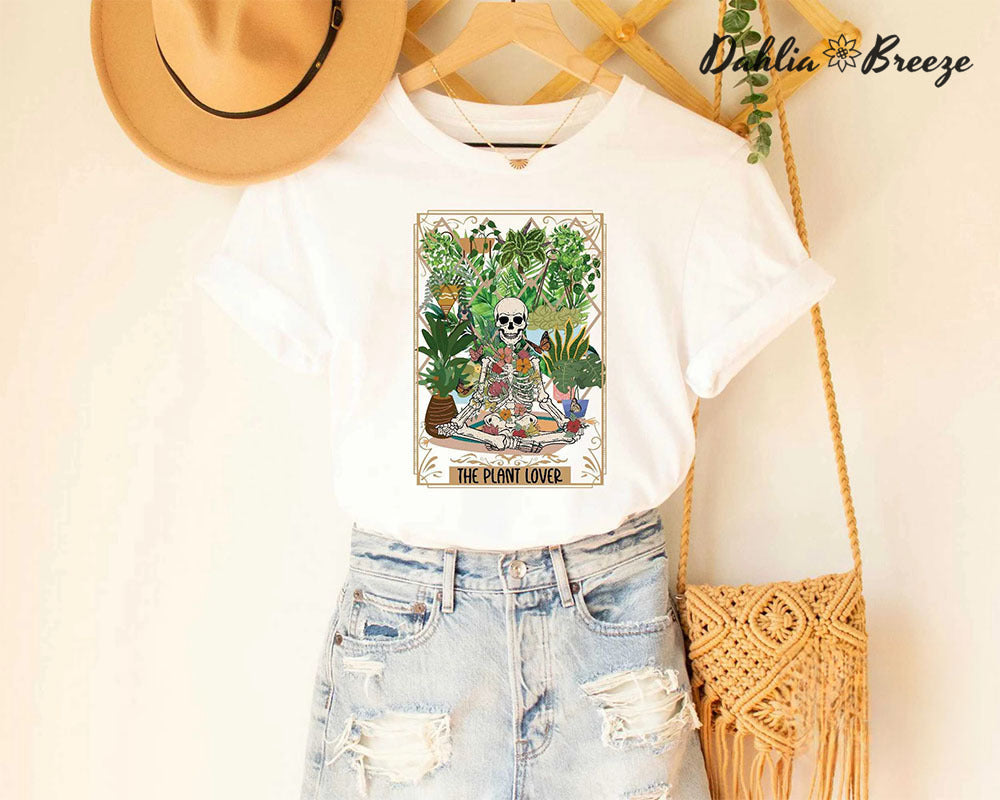 T-shirt squelette floral The Plant Lover