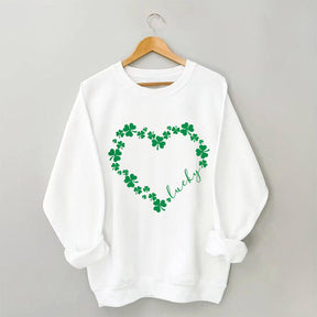 Sweat-shirt Heart Shamrock St Patrick's Day