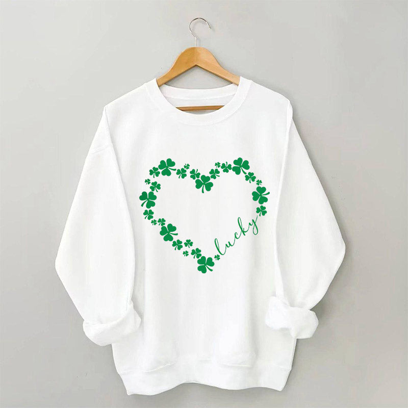 Sweat-shirt Heart Shamrock St Patrick's Day