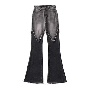 Jean extensible taille haute à ourlet brut