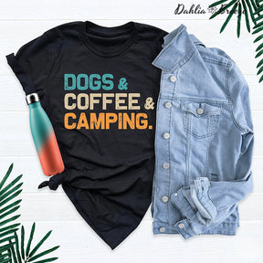 T-shirt de camping pour chiens et café