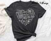 T-shirt imprimé coeur livres