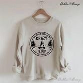 Sweat-shirt drôle à col rond Crazy Camping