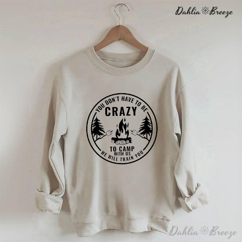 Sweat-shirt drôle à col rond Crazy Camping