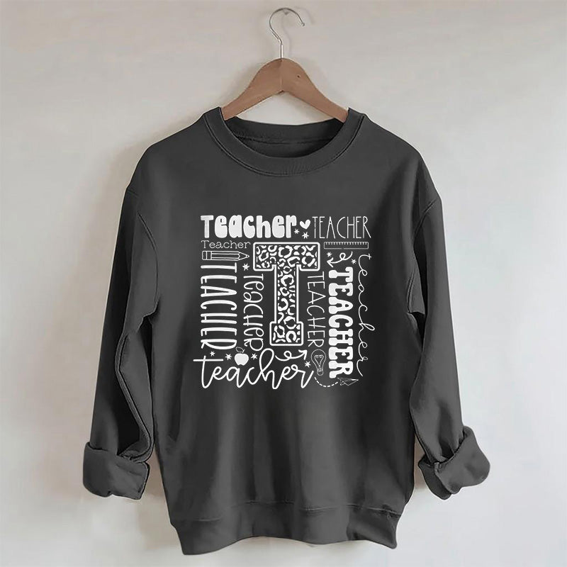 Lehrer-Sweatshirt mit Buchstaben-Print